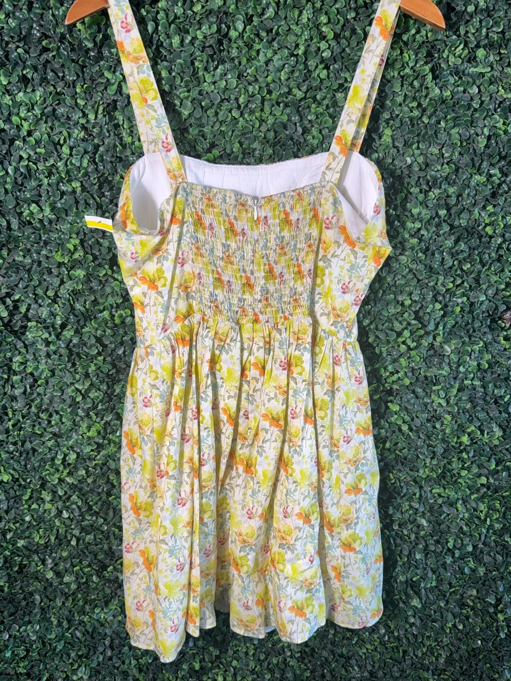 ASTR the Label Yellow Floral Mini Dress M Cottagecore Coquette Sundress Ruched‎ - Picture 3 of 7